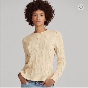 Polo Ralph Lauren Boxy Cable Cotton Roll Neck Cream Sweater Large